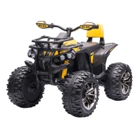 Aosom 12V Kids Recharging Ride-on Electric ATV Quad w/ Realistic Headlights Wide Wheel, Yellow(m-17)