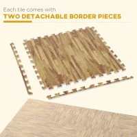 Soozier 18 Piece 24" x 24" High-Density Water Resistant Interlocking Foam Floor Tile Mats 72Sqft- Light Wood Grain(m-6)