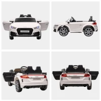 Aosom 6V Audi TT RS Kids Licensed Ride On Car Toy Battery Powered High/Low Speed with Headlight Music and Remote Control - White(m-8)