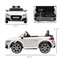 Aosom 6V Audi TT RS Kids Licensed Ride On Car Toy Battery Powered High/Low Speed with Headlight Music and Remote Control - White(m-3)