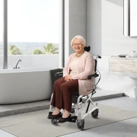 HOMCOM Personal Mobility Assist Bedside Commode Toilet Chair with 30° Reclining Backrest & Four Rolling Wheels(m-7)