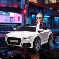 Aosom 6V Audi TT RS Kids Licensed Ride On Car Toy Battery Powered High/Low Speed with Headlight Music and Remote Control - White(m-9)