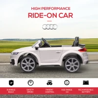 Aosom 6V Audi TT RS Kids Licensed Ride On Car Toy Battery Powered High/Low Speed with Headlight Music and Remote Control - White(m-4)