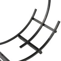 Outsunny 28" Round Firewood Rack Holder Log Storage Rack, 110 lbs. Weight Capacity, Black(m-11)