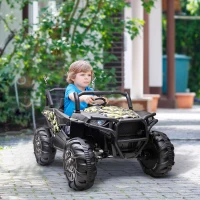 Aosom 12V Kids Ride On Truck, 10Ah Electric Car Off-Road UTV with Bluetooth, Remote Control, Suspensions, USB, MP3, Lights, 3 Speeds & 4 Motors, Green(m-2)