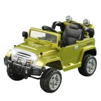 Aosom 12V Kids Battery Powered Off Road Truck with Remote Control Speeds Lights MP3 LCD Power Indicator Adjustable Speed- Green(m-12)