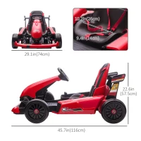 Aosom Electric Go Kart, 24V Outdoor Racer Drifter Car for Kids, with Remote Control, Music, LED Light, Ages 6+ Years, Red and Black(m-3)