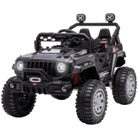 Aosom 12V Kids Ride on Car with Remote Control, Battery-Operated Ride on Toy with Spring Suspension, Led Lights, Music, Horn, 3 Speeds, USB, MP3, Black(m-10)