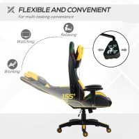 Vinsetto High-Back Racing Style Gaming Chair with RGB LED Lights, Computer Office Chair with Head and Lumbar Pillow and Adjustable Armrests, Black / Yellow(m-6)