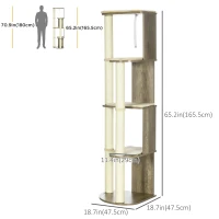 PawHut 65" Cat Tree Tower, Cat Condo Furniture, Multi-Level Activity Center with Jute Scratching Posts, Carpeted Perches(m-3)