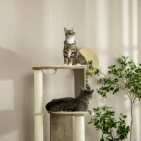 PawHut 65" Cat Tree Tower, Cat Condo Furniture, Multi-Level Activity Center with Jute Scratching Posts, Carpeted Perches(m-7)