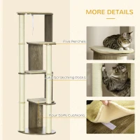 PawHut 65" Cat Tree Tower, Cat Condo Furniture, Multi-Level Activity Center with Jute Scratching Posts, Carpeted Perches(m-5)