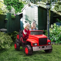 Aosom Ride-on Tractor 2-Seater Battery-Powered Car for Kids with Large High-Traction Wheels, 12V Truck Ride-on Toy with Rear Storage, Outdoor Toy, Red(m-2)