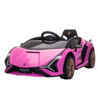 Aosom Lamborghini SIAN 12V Kids Rechargeable Ride On Car Toy w/ Remote Control, Pink(m-11)