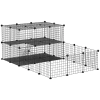 PawHut Pet Playpen, Guinea Pig Playpen, Customizable Rabbit Cage, Portable Metal Wire Pet Small Animal Fence with Door for Chinchilla, Ferret, Indoor & Outdoor Yard, 46 Panels(m-2)