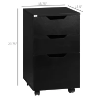 HOMCOM 3 Drawer Mobile File Cabinet, Rolling Printer Stand, Vertical Filing Cabinet, Black(m-3)