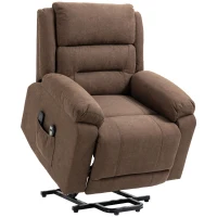 HOMCOM Electric Power Lift Chair for Elderly with Massage, Oversized Living Room Recliner with Remote Control, and Side Pockets, Brown(m-1)