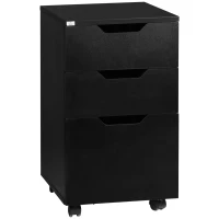 HOMCOM 3 Drawer Mobile File Cabinet, Rolling Printer Stand, Vertical Filing Cabinet, Black(m-1)