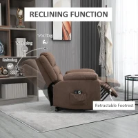 HOMCOM Electric Power Lift Chair for Elderly with Massage, Oversized Living Room Recliner with Remote Control, and Side Pockets, Brown(m-6)