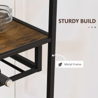 HOMCOM Industrial Wine Rack with 11-Bottles Holder, Free Standing Wine Shelf with Glass Holders for Home Bar, Kitchen, Rustic Brown(m-5)