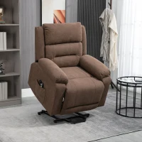 HOMCOM Electric Power Lift Chair for Elderly with Massage, Oversized Living Room Recliner with Remote Control, and Side Pockets, Brown(m-2)