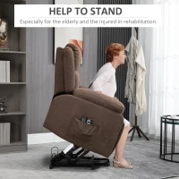HOMCOM Electric Power Lift Chair for Elderly with Massage, Oversized Living Room Recliner with Remote Control, and Side Pockets, Brown(m-4)