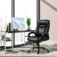 Vinsetto Big and Tall 400lbs Executive Office Chair with Wide Seat, Computer Desk Chair with High Back PU Leather Ergonomic Upholstery, Adjustable Height and Swivel Wheels, Brown(m-11)