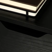 HOMCOM 3 Drawer Mobile File Cabinet, Rolling Printer Stand, Vertical Filing Cabinet, Black Wood Grain(m-8)