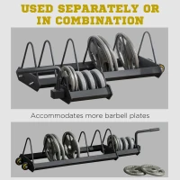 Soozier Horizontal Weight Rack, Weight Plate Rack Holder, Bumper Plate Storage with Transport Wheels and Handle for Home Gym(m-4)