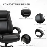 Vinsetto Big and Tall 400lbs Executive Office Chair with Wide Seat, Computer Desk Chair with High Back PU Leather Ergonomic Upholstery, Adjustable Height and Swivel Wheels, Brown(m-7)