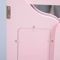 Qaba Kids Vanity Table & Chair Set, Wooden Princess Makeup Dressing Table, Pretend Play Vanity Set for Little Girls with Tri-folding Mirrors, Drawer, Pink(m-9)