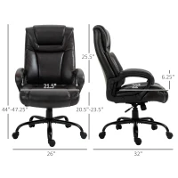 Vinsetto Big and Tall 400lbs Executive Office Chair with Wide Seat, Computer Desk Chair with High Back PU Leather Ergonomic Upholstery, Adjustable Height and Swivel Wheels, Brown(m-3)