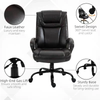 Vinsetto Big and Tall 400lbs Executive Office Chair with Wide Seat, Computer Desk Chair with High Back PU Leather Ergonomic Upholstery, Adjustable Height and Swivel Wheels, Brown(m-8)