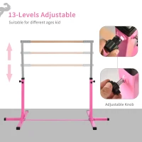 Soozier Professional Gymnastics Bar for Kids, Toddler Home Gymnastics Equipment with 13-level Adjustable Height, Pink(m-4)