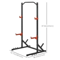 Soozier Multifunction Power Rack, Adjustable Squat Rack Stand with Pull Up Bar and Weight Plate Rack, Barbell Rack for Home Gym Weight Lifting(m-3)