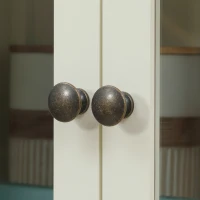 HOMCOM 72" Kitchen Pantry Cabinet, Freestanding Buffet Storage Cabinet with Glass Doors, Drawer and Adjustable Shelves, Cream White(m-10)