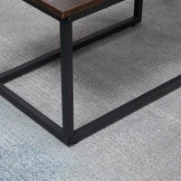 HOMCOM Nesting Tables Set of 2, Stacking Coffee Table Set with Steel Frame, Industrial Coffee Tables Living Room, Rustic Brown(m-8)