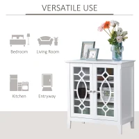 HOMCOM Sideboard Cabinet, Buffet Table with Double Framed Glass Doors, 2 Adjustable Shelves and Elevated Base White(m-6)