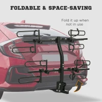 HOMCOM 4 Bike Rack Hitch Mount for Car, Truck, SUV, Minivan, Foldable Bicycle Carrier for 2" Hitch Receiver with Easy Trunk Access, 155 lb. Weight Capacity(m-7)