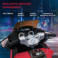 Aosom Kids Motorcycle with Training Wheels, 12V 7AH Battery-Operated Motorbike for Kids with Lights, Music, up to 3.7 Mph, Red(m-4)