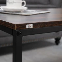 HOMCOM Nesting Tables Set of 2, Stacking Coffee Table Set with Steel Frame, Industrial Coffee Tables Living Room, Rustic Brown(m-7)