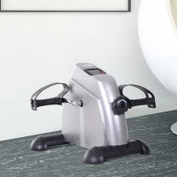 Soozier Portable Mini Pedal Exercise Bike Indoor Cycle Fitness Arm Leg w/ LCD Display, Silver(m-1)