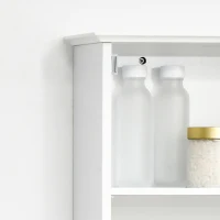 kleankin Bathroom Mirror Cabinet, Wall Mounted Medicine Cabinet, 3 Shelf Organizer for Kitchen, White(m-7)