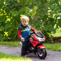 Aosom Kids Motorcycle with Training Wheels, 12V 7AH Battery-Operated Motorbike for Kids with Lights, Music, up to 3.7 Mph, Red(m-1)