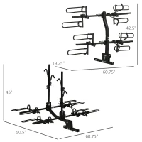 HOMCOM 4 Bike Rack Hitch Mount for Car, Truck, SUV, Minivan, Foldable Bicycle Carrier for 2" Hitch Receiver with Easy Trunk Access, 155 lb. Weight Capacity(m-3)