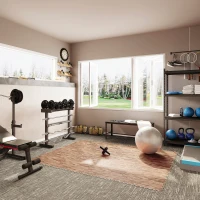 HomCom 96 Sq Ft Dark Wood Grain Look EVA Foam Exercise Floor Mats with Easy Connect Design & Soft Feel/Material(m-2)