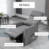HOMCOM Electric Lift Chair, Power Chair Recliner with 8 Massage Vibration Points, Remote Control, Side Pockets, Dark Grey(m-9)