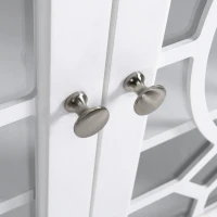 HOMCOM Sideboard Cabinet, Buffet Table with Double Framed Glass Doors, 2 Adjustable Shelves and Elevated Base White(m-9)