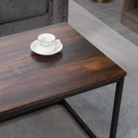 HOMCOM Nesting Tables Set of 2, Stacking Coffee Table Set with Steel Frame, Industrial Coffee Tables Living Room, Rustic Brown(m-9)