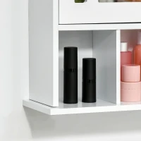 kleankin Bathroom Mirror Cabinet, Wall Mounted Medicine Cabinet, 3 Shelf Organizer for Kitchen, White(m-10)